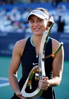 August 4, 2024: Paula Badosa (ESP) poses with the championship trophy after the final of the 2024 Mubadala Citi DC Open tennis tournament being played at Rock Creek Park Tennis Center in Washington, D.C. CSM District Of Columbia United States of America - ZUMAc04_ 20240804_zma_c04_281 Copyright: xJustinxCooperx