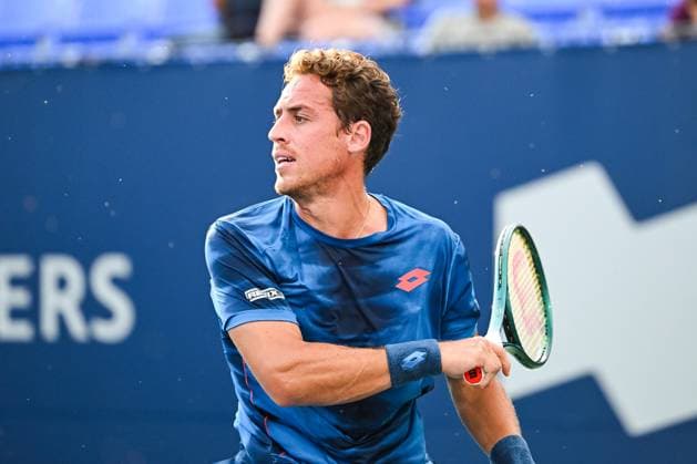 MONTREAL, QC - AUGUST 04: Look on Roberto Carballes Baena (ESP) during a qualifying round match at ATP, Tennis Herren National Bank Open on August 04, 2024 at IGA Stadium in Montreal, QC (Photo by David Kirouac Icon Sportswire) TENNIS: AUG 04 National Bank Open EDITORIAL USE ONLY Icon240804025