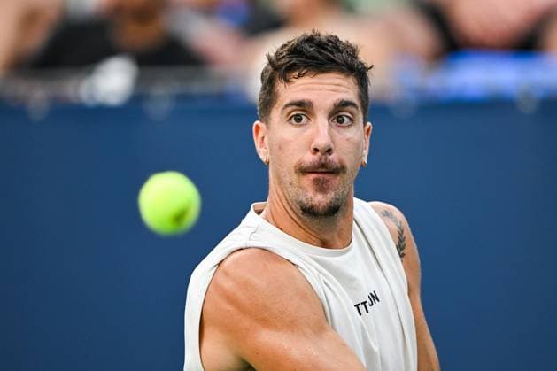 MONTREAL, QC - AUGUST 04: Thanasi Kokkinakis (AUS) =tracks the ball during a qualifying round match at ATP, Tennis Herren National Bank Open on August 04, 2024 at IGA Stadium in Montreal, QC (Photo by David Kirouac Icon Sportswire) TENNIS: AUG 04 National Bank Open EDITORIAL USE ONLY Icon240804031