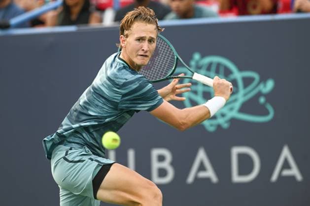 August 4, 2024, Washington, D.C, U.S: SEBASTIAN KORDA hits a backhand during his win over Flavio Cobolli in the menÃ¢â‚¬â ¢s final at the Rock Creek Tennis Center. Washington U.S - ZUMAg196 20240804_zap_g196_018 Copyright: xKylexGustafsonx