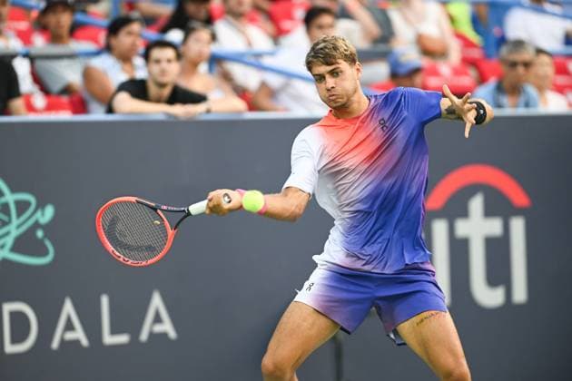 August 4, 2024, Washington, D.C, U.S: FLAVIO COBOLLI hits a forehand during his loss to Sebastian Korda in the menÃ¢â‚¬â ¢s final at the Rock Creek Tennis Center. Washington U.S - ZUMAg196 20240804_zap_g196_019 Copyright: xKylexGustafsonx