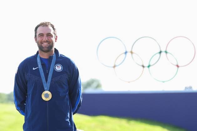 Scottie Scheffler (USA), AUGUST 4, 2024 - Golf : Medal Ceremony during the Paris 2024 Olympic Games, Olympische Spiele, Olympia, OS at Golf National in Saint-Quentin-en-Yvelines, France. Noxthirdxpartyxsales  (262085060)