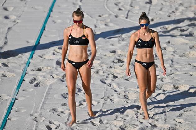 Olympic Games Beach Volleyball Paris 05 08 2024 Round of 16, Women, GER LAT, Svenja Mueller 1, GER , Cinja Tillmann 2, GER , Copyright: xBEAUTIFULxSPORTS TomxBlochx