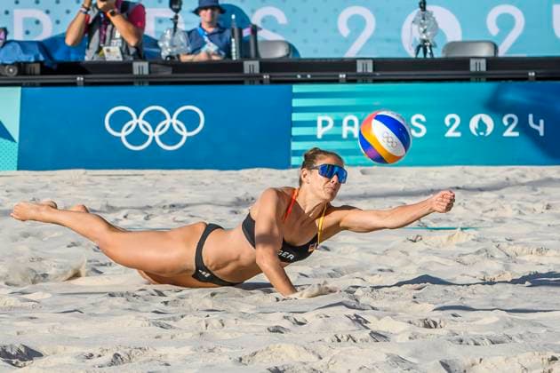 FRA, Summer Olympics Paris 2024, Beach volleyball, Womens round of 16, MULLER TILLMANN GER vs TINA ANASTASIJA 05 08 2024, Champ de Mars, Paris, FRA, Summer Olympics Paris 2024, Beach volleyball, Womens round of 16, MULLER TILLMANN GER vs TINA ANASTASIJA , pictured TILLMANN Cinja GER nordphotoxGmbHx xStraubmeier nph00004