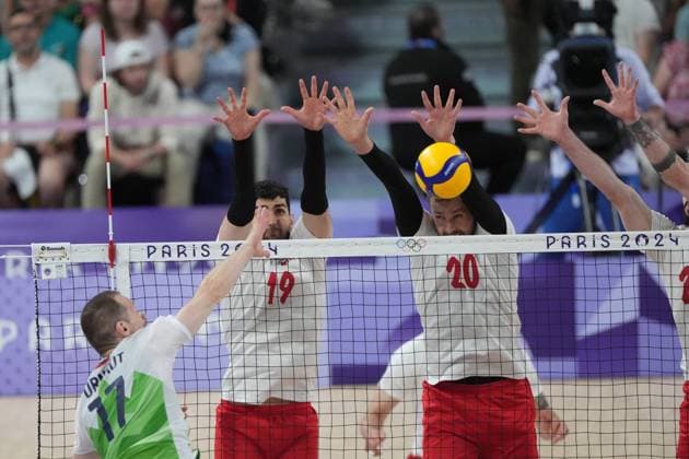 RECORD DATE NOT STATED PARIS 05.08.2024 SUMMER Olympic Games, Olympische Spiele, Olympia, OS VOLLEYBALL QUARTERFINAL POLAND - SLOVENIA MARCIN JANUSZ MATEUSZ BIENIEK FOTO: TOMASZ MARKOWSKI NEWSPIX.PL --- Newspix.pl  050824TOM012