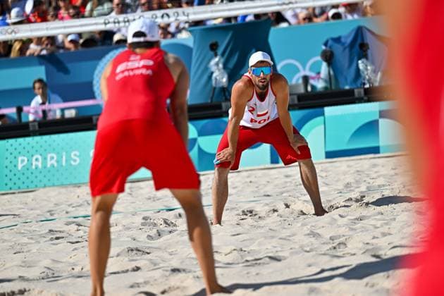 Olympic Games Beach Volleyball Paris 05 08 2024 Round of 16, Men, POL ESP, Bartosz Losiak 2, POL Copyright: xBEAUTIFULxSPORTS TomxBlochx