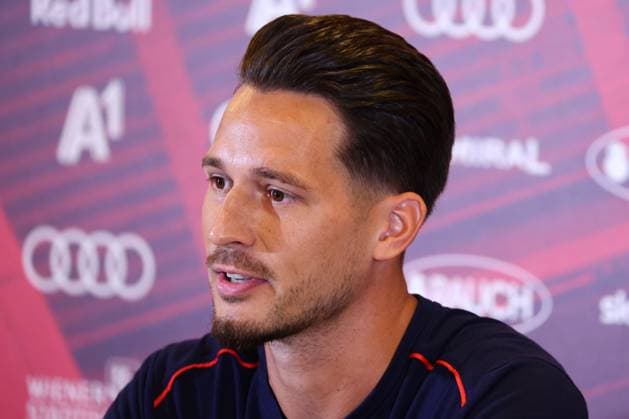 SOCCER - UEFA CL, RBS vs Enschede SALZBURG,AUSTRIA,05.AUG.24 - SOCCER - UEFA Champions League, qualification, Red Bull Salzburg vs FC Twente Enschede, preview, press conference, PK, Pressekonferenz RBS. Image shows Janis Blaswich (RBS).  GEPAxpictures xDavidxGeieregger
