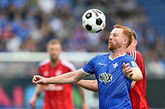 04 08 2024, xfux, Fussball 2 Bundesliga, SV Darmstadt 98 Fortuna Düsseldorf emspor, v l Paul Will SV Darmstadt 98 DFL DFB REGULATIONS PROHIBIT ANY USE OF PHOTOGRAPHS as IMAGE SEQUENCES and or QUASI VIDEO Licensing of the photographic work to SV Darmstadt 1898 e V and subsidiaries is not permitted No release of or sale to SV Darmstadt 1898 e V Darmstadt