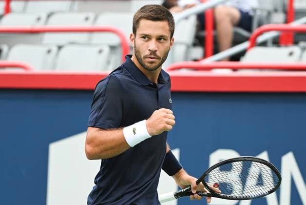 August 5, 2024, Montreal, Pq, Canada: Alexis Galarneau of Canada reacts during his qualifying match against Rinky Hijikata of Australia at the National Bank Open tennis tournament in Montreal, Monday, August 5, 2024. Canada News - August 5, 2024  - ZUMAc35_ 20240805_zaf_c35_014 Copyright: xGrahamxHughesx