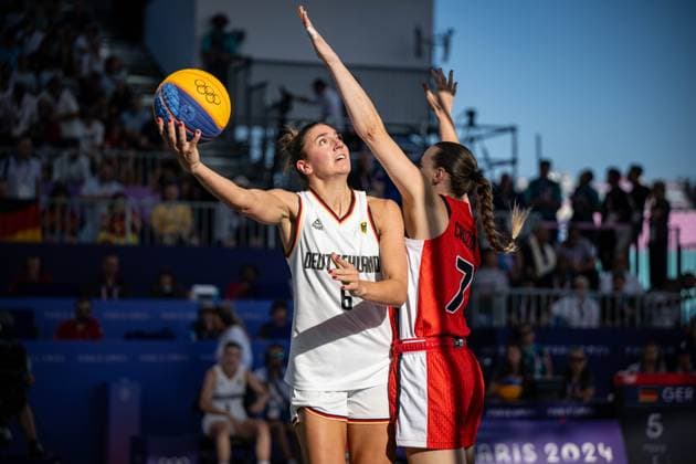 Olympic Games Paris 2024 Basketball 3x3 Paris 05 08 2024 Semi-final Women Women Germany GER Canada CAN Germany wins the semi-final 16 15 and advances to the final