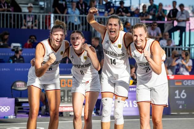 Olympic Games Paris 2024 Basketball 3x3 Paris 05 08 2024 Semi-final Women Women Germany GER Canada CAN Germany wins the semi-final 16 15 and reaches the final Cheers