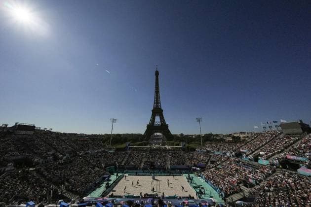 Samuele Cottafava and Paolo Nicolai during a men™s beach volley match between Italy and USA at 2024 Olympics, Monday, August 5, 2024, in Paris, France.  Copyright: xGianxMattiaxD Alberto LaPressex