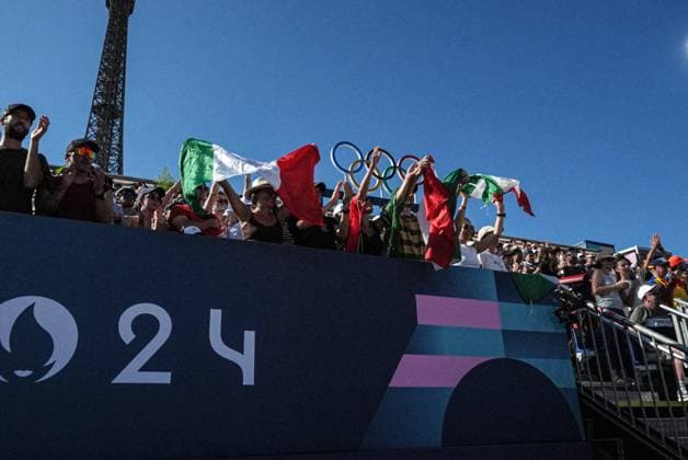 Samuele Cottafava and Paolo Nicolai during a men™s beach volley match between Italy and USA at 2024 Olympics, Monday, August 5, 2024, in Paris, France.  Copyright: xGianxMattiaxD Alberto LaPressex