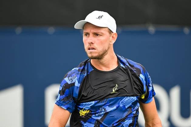 MONTREAL, QC - AUGUST 05: Look on James Duckworth (AUS) during a qualifying round match at ATP, Tennis Herren National Bank Open on August 05, 2024 at IGA Stadium in Montreal, QC (Photo by David Kirouac Icon Sportswire) TENNIS: AUG 05 National Bank Open EDITORIAL USE ONLY Icon240805002