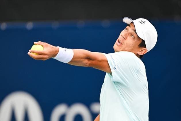 MONTREAL, QC - AUGUST 05: Mackenzie Mcdonald (USA) serves the ball during a qualifying round match at ATP, Tennis Herren National Bank Open on August 05, 2024 at IGA Stadium in Montreal, QC (Photo by David Kirouac Icon Sportswire) TENNIS: AUG 05 National Bank Open EDITORIAL USE ONLY Icon240805006