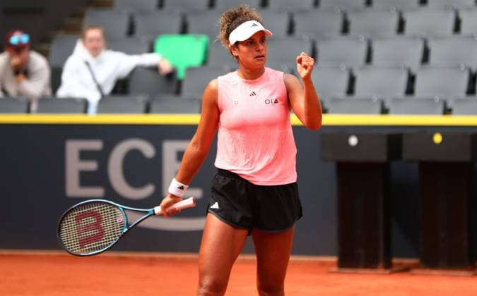 05 08 2024, xcex, GER, Hamburg, Rothenbaum, Central Court, tennis, womens tennis, WTA 125, ECE Ladies Hamburg Open, Mayar Sherif EGY clenches her fist, cheers, victory