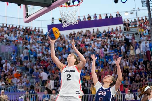 PARIS, FRANCE AUGUST 5 Dearica Hamby of United States C against Katherine Plouffe of Canada L during the Men s Semifinal Game 64 on day ten of the Olympic Games Paris 2024 at Esplanade Des Invalides on August 5, 2024 in Paris, France Paris Esplanade Des Invalides France Copyright: xJustPictures.ch EurasiaxSportxImagesx jp-en-EuSpIm-_JPH0085