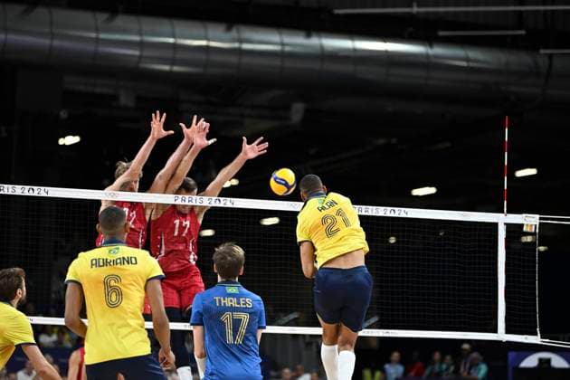Alan of Brazil during the Men s Volleyball Quarter Final between USA and Brazil at the Paris Olympics 2024 at the South Paris Arena in Paris, France. (Richard Callis SPP) Copyright: xRichardxCallis SPPx spp-en-RiCa-RM4_richiecallis_05082024v-2174
