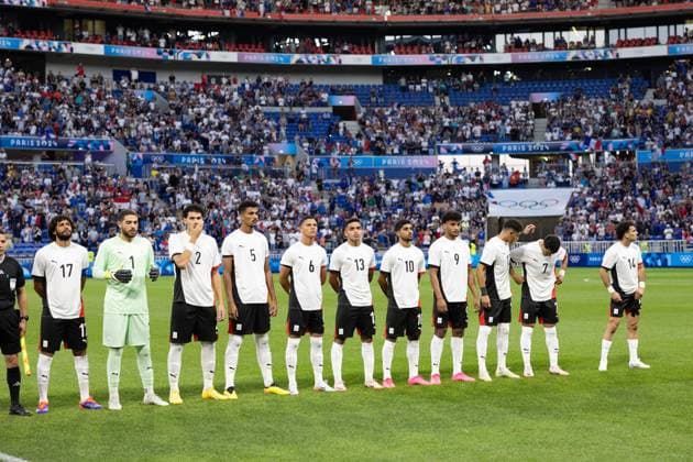 Lyon, France, August 5th 2024: Players of Egypt are seen before the Olympic Games, Olympische Spiele, Olympia, OS Paris 2024 Men semi-final football match between France and Egypt at Stade de Lyon in Lyon, France. (Ane Frosaker SPP) Copyright: xAnexFrosakerx xSPPx spp-en-AnFrSp-_F_23670