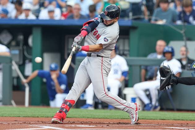 August 5, 2024: Boston Red Sox outfielder Wilyer Abreu (52) hits a single against the Kansas City Royals during the first inning at Kauffman Stadium in Kansas City, MO. CSM Kansas City United States of America - ZUMAc04_ 20240805_zma_c04_290 Copyright: xDavidxSmithx