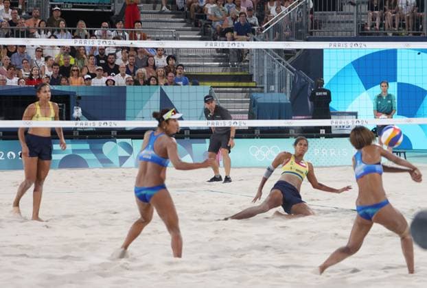 RECORD DATE NOT STATED PARIS, FR - AUGUST 5: View of Japan vs Brazil Women s Beach volleyball, Beachvolleyball in Paris, France during the 2024 Summer Olympics on August 5, 2024. Copyright: xmpi34x