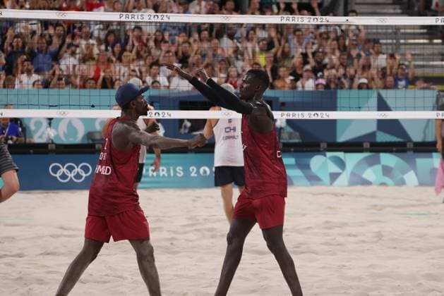 RECORD DATE NOT STATED PARIS, FR - AUGUST 5: View of Qatar Vs Chile Men s Beach volleyball, Beachvolleyball in Paris, France during the 2024 Summer Olympics on August 5, 2024. Copyright: xmpi34x