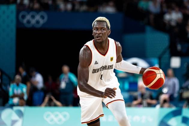Isaac Bonga Germany, 00 on the ball, FRA, Olympic Games Paris 2024, Basketball Men, Germany GER vs Greece GRE , Quarterfinals, 06 08 2024 FRA, Olympic Games Paris 2024, Basketball Men, Germany GER vs Greece GRE , Quarterfinals, 06 08 2024 Paris Copyright: xEibner-Pressefoto Memmlerx EP_MMR
