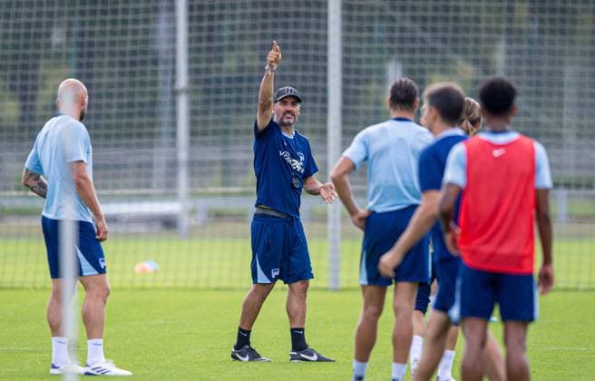 Football, Men, Season 2024 25, 2 Bundesliga, Hertha BSC, Training, v l Coach Cristian Fiel Hertha BSC , 06 08 2024, Copyright: xSebastianxRäppold MatthiasxKochx