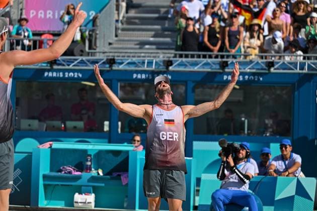 Olympic Games Beach Volleyball Paris 06 08 2024 Quarter-finals, Men, GER NED, Nils Ehlers 1, GER , Clemens Wickler 2, GER , Copyright: xBEAUTIFULxSPORTS TomxBlochx