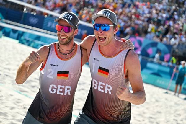 Olympic Games Beach Volleyball Paris 06 08 2024 Quarter-finals, Men, GER NED, Nils Ehlers 1, GER , Clemens Wickler 2, GER , Copyright: xBEAUTIFULxSPORTS TomxBlochx