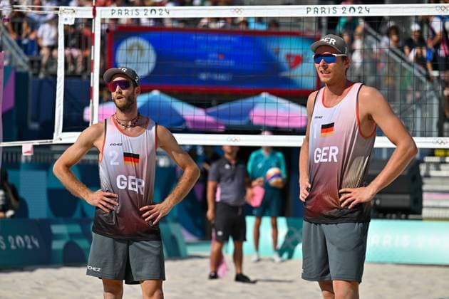 Olympic Games Beach Volleyball Paris 06 08 2024 Quarter-finals, Men, GER NED, Nils Ehlers 1, GER , Clemens Wickler 2, GER , Copyright: xBEAUTIFULxSPORTS TomxBlochx