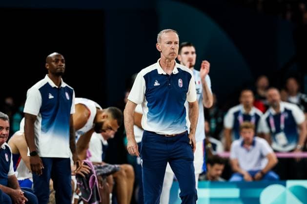 FRA, Paris, Olympic Games Paris 2024, 06 08 2024, Basketball Men Quarterfinals France Canada, Bercy Arena Vincet Collet Coach France Copyright: HMBxMedia SteffiexWunderl