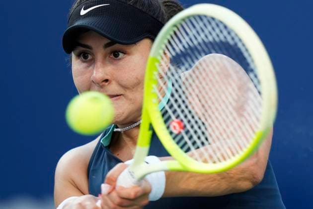 August 6, 2024, Toronto, On, Canada: Bianca Andreescu of Canada hits a return to Lesia Tsurenko of Ukraine at the National Bank Open in Toronto on Tuesday, August 6, 2024. Canada News - August 6, 2024  - ZUMAc35_ 20240806_zaf_c35_179 Copyright: xFrankxGunnx