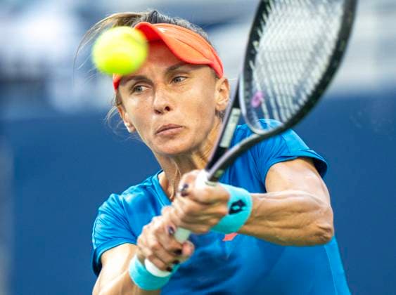 August 6, 2024, Toronto, On, Canada: Lesia Tsurenko of Ukraine hits a backhand to Bianca Andreescu of Canada at the National Bank Open in Toronto on Tuesday August 6, 2024. Canada News - August 6, 2024  - ZUMAc35_ 20240806_zaf_c35_214 Copyright: xFrankxGunnx