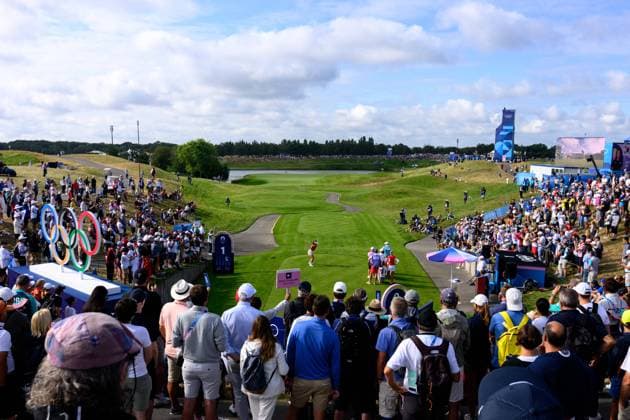 240807 General view of tee 1 at women s individual golf round 1 during day 12 of the Paris 2024 Olympic Games on August 7, 2024 in Paris Photo Ludvig Thunman BILDBYRAN kod LT LT0662 golf olympic games olympics os ol olympiska spel olympiske leker paris 2024 paris os paris ol 12 bbeng  Copyright: LUDVIGxTHUNMAN BB240807LT002