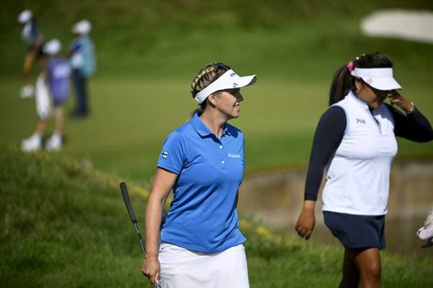 Noora Komulainen of Finland competes during women s individual stroke play of golf at the Paris Summer Olympic Games, Olympische Spiele, Olympia, OS in Le Golf National on August 7, 2024. Paris France LKFTJK20240807121626WXOR  Copyright: xAnttixAimo-Koivistox LKFTJK20240807121626WXOR