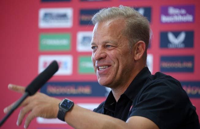 07 08 2024, Football, 2 Bundesliga, FC Kaiserslautern Press Conference, Season 2024 25, Markus Anfang Trainer FC Kaiserslautern ,Fritz Walter Stadion, Kaiserslautern, Germany, zmdz, DFB DFL regulations prohibit any use of photographs as image sequences and or quasi video FC Kaiserslautern Press Conference