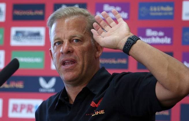 07 08 2024, Football, 2 Bundesliga, FC Kaiserslautern Press Conference, Season 2024 25, Markus Anfang Trainer FC Kaiserslautern ,Fritz Walter Stadion, Kaiserslautern, Germany, zmdz, DFB DFL regulations prohibit any use of photographs as image sequences and or quasi video FC Kaiserslautern Press Conference