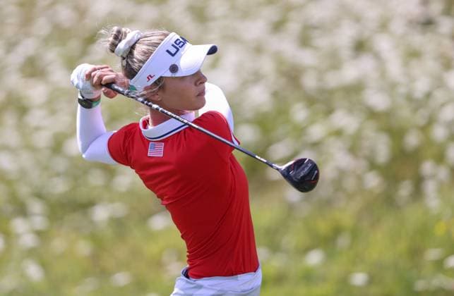 OLYMPICS - Olympic Summer Games 2024 PARIS,FRANCE,07.AUG.24 - OLYMPICS, GOLF - Olympic Summer Games Paris 2024, individual stroke play, ladies, Le Golf National. Image shows Nelly Korda (USA).  GEPAxpictures xHaraldxSteiner