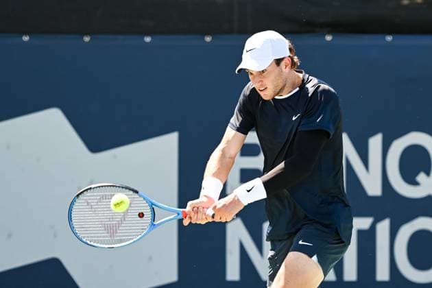 MONTREAL, QC - AUGUST 07: Jack Draper (GBR) returns the ball during a first round match at ATP, Tennis Herren National Bank Open on August 07, 2024 at IGA Stadium in Montreal, QC (Photo by David Kirouac Icon Sportswire) TENNIS: AUG 07 National Bank Open EDITORIAL USE ONLY Icon240807025