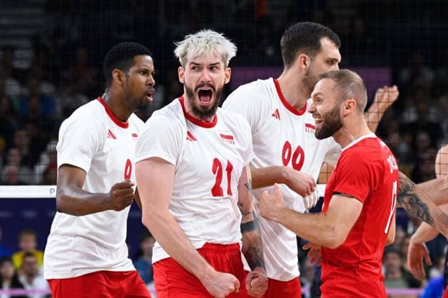 Semi finals - FORNAL Tomasz ( 21 - Poland ) celebrates during the 2024 Olympics Games match between Poland and United States at Arena Paris Sud on August 07, 2024 in Paris, France. ( Photo by federico pestellini DPPI Panoramic ) - JO 2024 : VOLLEY Pologne vs Etats Unis - Jeux Olympiques 2024 - Paris2024 - Paris - 07 08 2024 DPPI Panoramic 