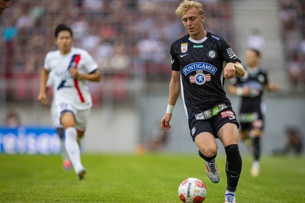 SOCCER - Sturm vs PSG, test match bKLAGENFURT,AUSTRIA,07.AUG.24 - SOCCER - ADMIRAL Bundesliga, Ligue 1, SK Sturm Graz vs Paris Saint-Germain, test match. Image shows Mika Biereth (Sturm).  GEPAxpictures xMatthiasxTrinkl