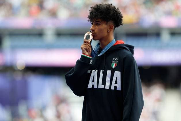 Mattia Furlani (Italy) wins Bronze - Men s Long Jump Paris 2024 Olympic Games, Olympische Spiele, Olympia, OS Day Twelve, Paris, France - 07 Aug 2024  Copyright: xManuelxReino Shutterstockx 14622968dl