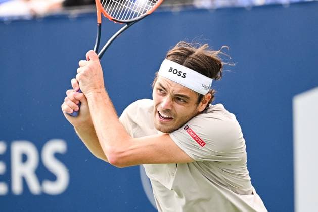 MONTREAL, QC - AUGUST 07: Look on Taylor Fritz (USA) during a first round match at ATP, Tennis Herren National Bank Open on August 07, 2024 at IGA Stadium in Montreal, QC (Photo by David Kirouac Icon Sportswire) TENNIS: AUG 07 National Bank Open EDITORIAL USE ONLY Icon240807072