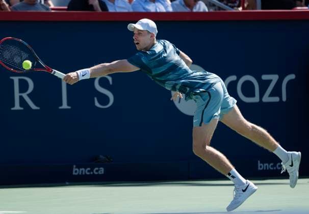 August 7, 2024, Montreal, Pq, Canada: Canada s Denis Shapovalov returns a shot to USA s Brandon Nakashima during first round play at the National Bank Open tennis Wednesday, August 7, 2024 in Montreal. Nakashima won the match in straight sets. Denis Shapovalov, Brandon Nakashima,  - ZUMAc35_ 20240807_zaf_c35_163 Copyright: xRyanxRemiorzx