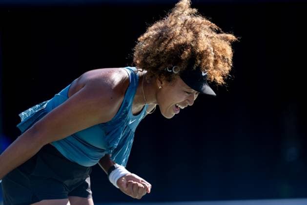 TORONTO, ON - AUGUST 07: Naomi Osaka of Japan reacts after winning her first round match of the National Bank Open, part of the WTA, Tennis Damen Tour, at Sobeys Stadium on August 7, 2024 in Toronto, Canada. (Photo by Julian Avram Icon Sportswire) TENNIS: AUG 07 National Bank Open EDITORIAL USE ONLY Icon2408070272