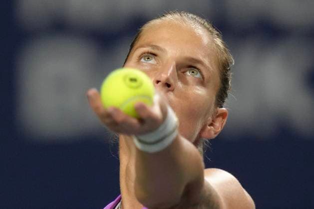 August 7, 2024, Toronto, On, CAN: Karolina Pliskova of Czechia serves to Jessica Pegula of the United States at the National Bank Open in Toronto on Wednesday, August 7, 2024. Karolina Pliskova  - ZUMAc35_ 20240807_zaf_c35_296 Copyright: xChrisxYoungx