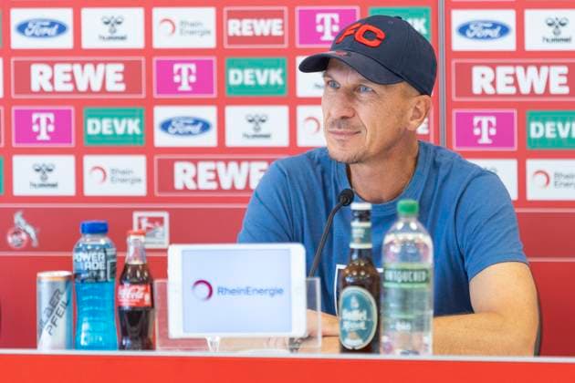 1 FC Köln, Press conference 08 08 2024 Gerhard Struber 1 FC Köln, Trainer at the press conference of 1 FC Köln before the match against SV Elversberg, on 08 08 2024, Geissbockheim, Köln DFL regulations prohibit any use of photographs as image sequences and or quasi video Copyright: xBEAUTIFULxSPORTS Meuselx