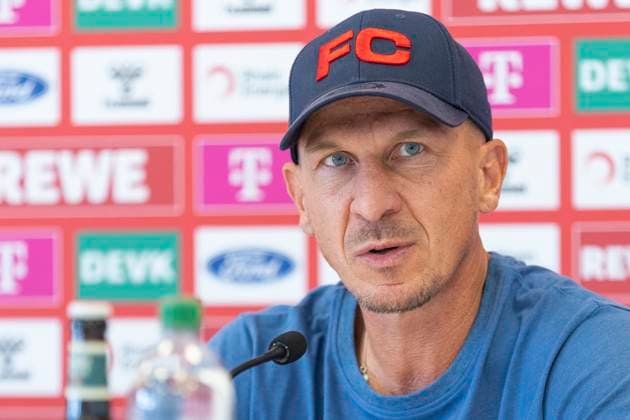 1 FC Köln, Press conference 08 08 2024 Gerhard Struber 1 FC Köln, Trainer at the press conference of 1 FC Köln before the match against SV Elversberg, on 08 08 2024, Geissbockheim, Köln DFL regulations prohibit any use of photographs as image sequences and or quasi video Copyright: xBEAUTIFULxSPORTS Meuselx