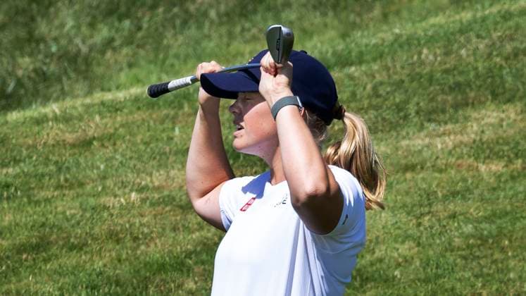 PARIS, FRANCE 20240808 Swedens Maja Stark is cursed on the seventh green after missing the par chip during the second day of the womens golf competition at Le Golf National during the Summer Olympics in Paris PARIS FRANCE Olympics x4035x  Copyright: xChristerxHöglund TTx OS 2024 GOLF